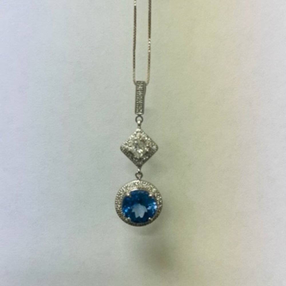 NECKLACE 14K 2.05ct Tanzanite & Diamond Pendant Necklace